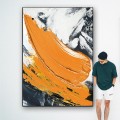 パレットナイフによるオレンジ色のブラシストロークウォールアートミニマリズム